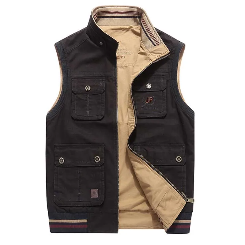 8XL New Fashion Mens Military Style Sleeveless Jacket Stand Collar Casual Photography Vest with Multi Pocket Cotton Waistcoat 8XL New Fashion Mens Military Style Sleeveless Jacket Stand Collar Casual Photography Vest with Multi Pocket Cotton Waistcoat
