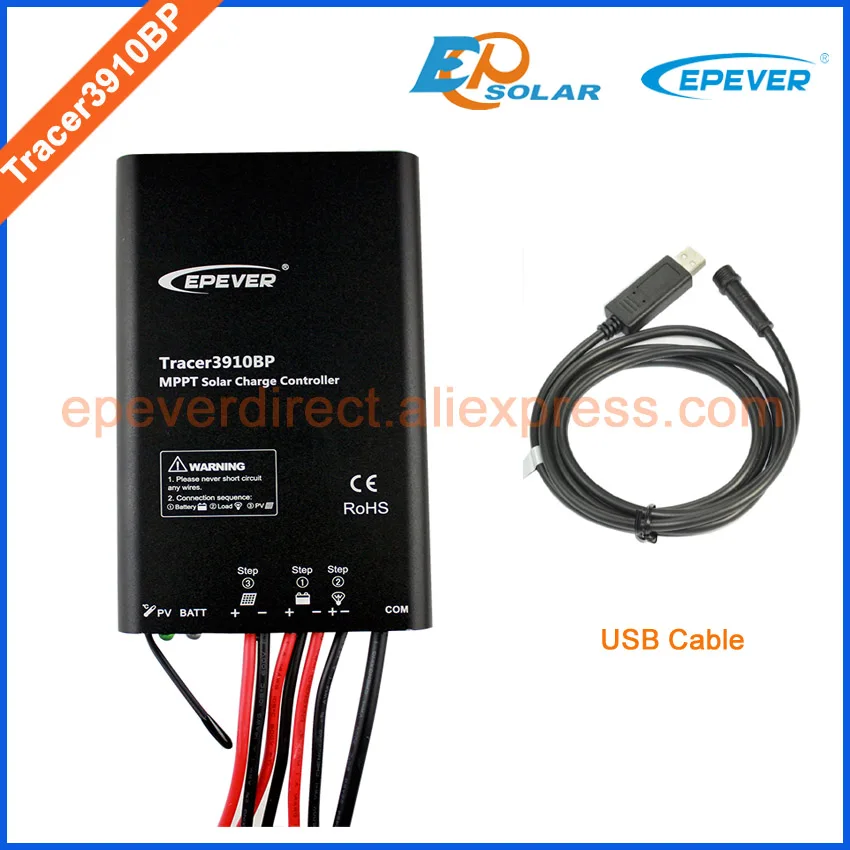 

MPPT EPEVER Solar Controller 15A regulator 12V 24V battery auto work charging Tracer3910BP USB communication cable PC connect