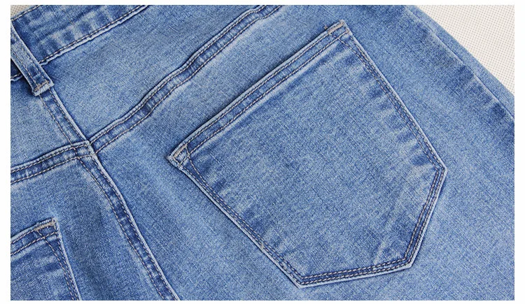 LIBERJOG женские джинсы боковое металлическое кольцо украшение отверстий джинсовые узкие брюки Плюс Размер повседневные тонкие женские джинсы стираного синего цвета Весна