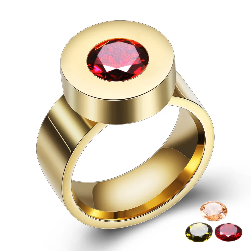 DIY Brand Crystal ring Four Color zircon Swap titanium steel Rings For women
