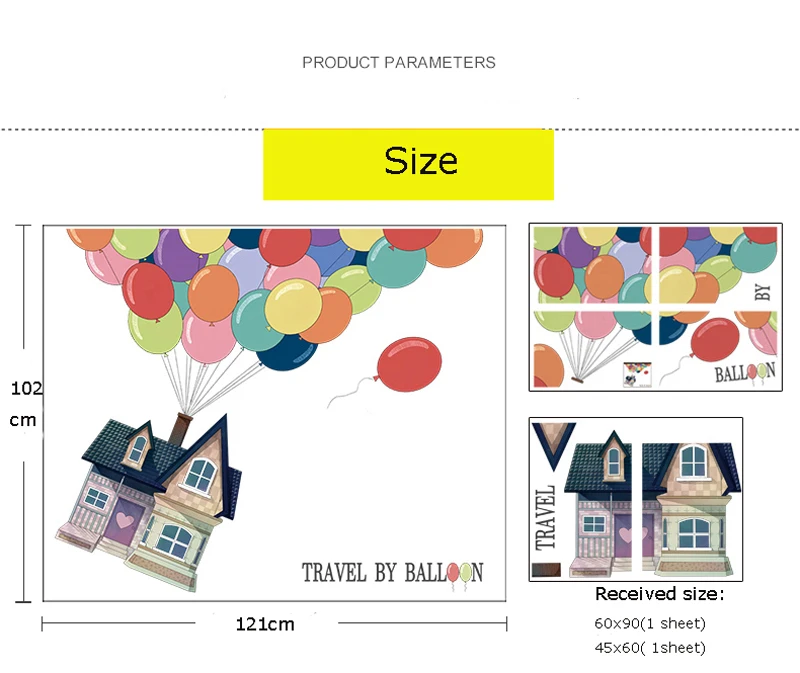 Креативная Наклейка на стену с воздушным шаром для детской комнаты, путешествия на воздушном шаре, обои для детской спальни, Наклейки на стены, клейкая Фреска