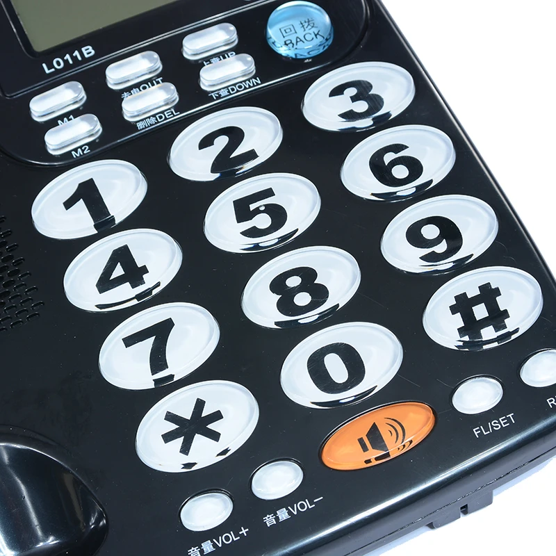 Fsk/dtmf هوية المتصل handfree كوردر النغمات صورة ذهنية أرضي هاتف المنزل الهاتف زر كبير الصاخبة بدون بطارية للمسنين أسود