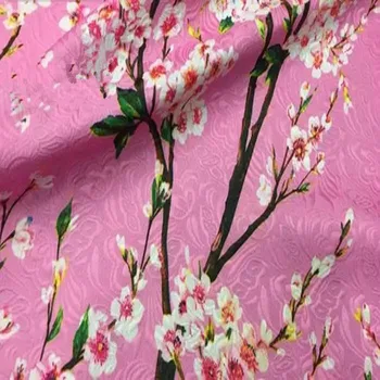 

100X145cm Peach Blossom Embossed Thick Pink Jacquard Fabric for Woman Spring Autumn Dresses Coat DIY-AF836