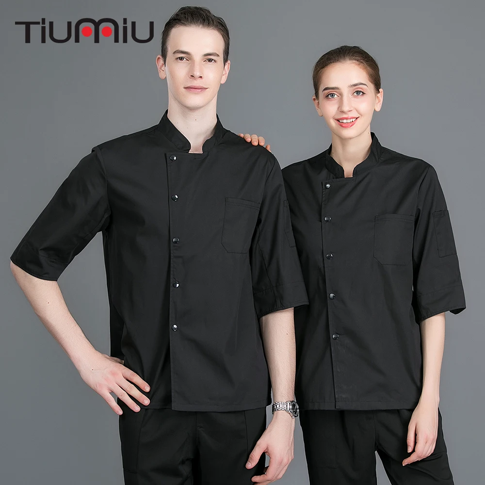 

Restaurant Chef Uniform Summer Seven-quarter Sleeve Kitchen Hotel Clothing Washable Cook Work Wear Breathable Jacket Pure Color