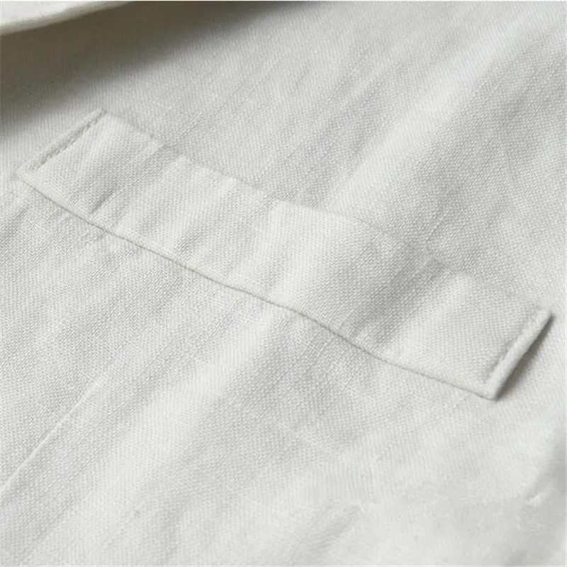 Белый льняной Повседневный блейзер мужской моды размера плюс бизнес приталенный брендовый Пиджак однобортный однотонный пиджак для мужчин A3645