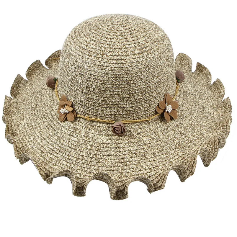 2019 Fashion Style Summer Hat Spring And Summer Women Sunshade Flower Lace Rope Sun Hat leisure folding fisherman hat H14 (5)