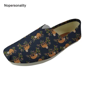 

Nopersonality Casual Floral Sloth Print Flats Cute Female Ladies Canvas Loafers Personalized Women Spring Autumn Flats Plus