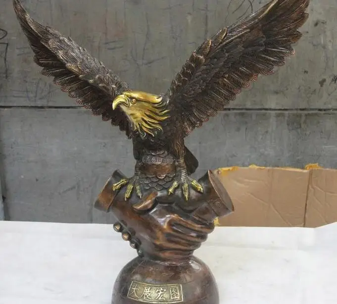 21 тибетская бронзовая для взаимовыгодного сотрудничества Fly Eagle Hawk Статуэтка