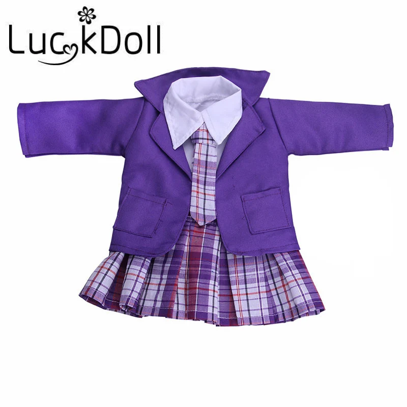 LUCKDOLL 3 стиля кампус стиль Униформа подходит 18 дюймов Американский 43 см детская кукла одежда аксессуары, игрушки для девочек, поколение, день рождения Gif