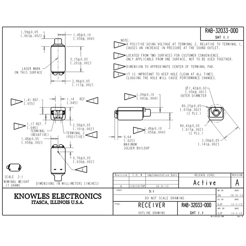 2 шт. RAB 32033 Knowles BA драйвер IEM излучателю с уравновешенным якорем приемник