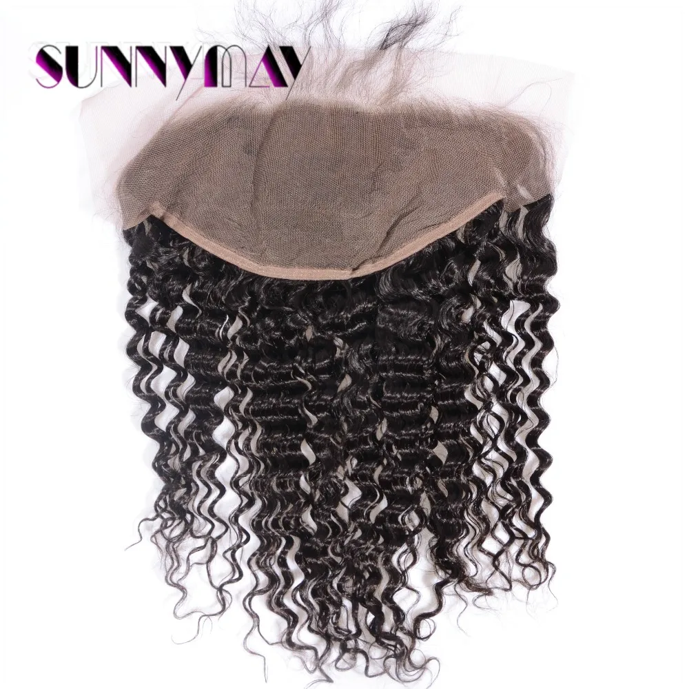Sunnymay 13x6 Lace Frontal Closure Deep Wave Peruvian Vrigin Hair Per Plucked Natural hair Line Baby Hair Bleached Knots