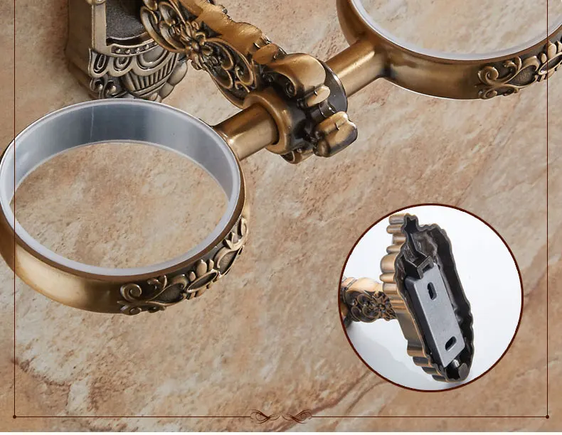 MEIFUJU алюминиевый античный стакан держатель для зубной пасты и щетки с двойной керамики стаканчики держатели Белый настенный
