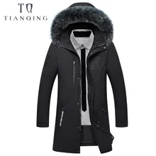 Новое зимнее теплое пальто, повседневный мужской пуховик, Мужская брендовая длинная парка с меховым воротником и капюшоном размера плюс 2XL 3XL