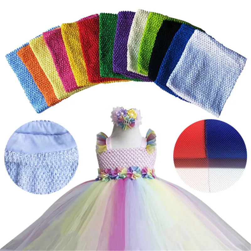 1Pcs 9x10 Inches Lined Crochet TuTu Tube Lined Elastic Wrapped Chest Knit Tulle for Girl Birthday Gifts DIY Dress Accessories