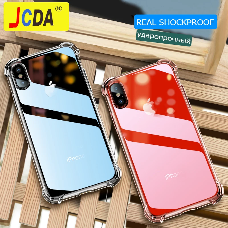 

JCDA TPU Case For iPhone XS Max XR X 6 6S 7 8 Plus Phone Case iPhone 5S 5 Cover Clear Shockproof Soft Silicone Transparent Cases