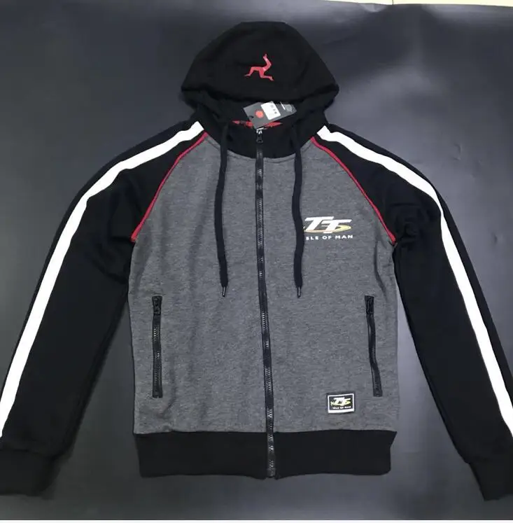 

2018 Motorrad Isle of Man TT Races Black/Grey Zip up racing shirt motorcycle jersey Adult Hoodie Sports hoody chaqueta moto