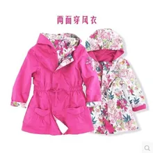 Super quality Hot 2014 New brand children two sides wear coat floral girls outerwear designer baby