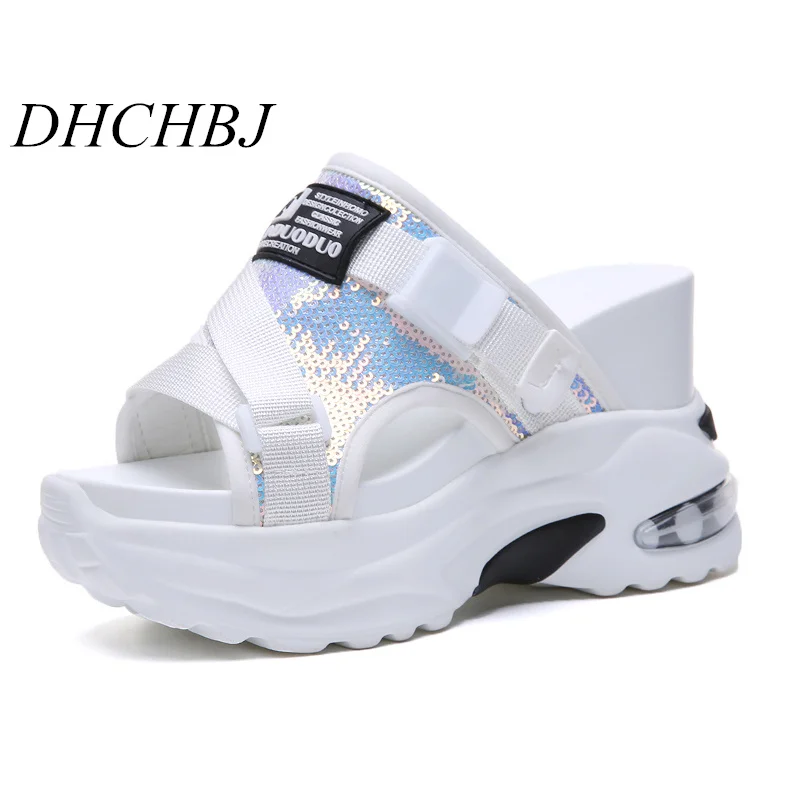 

2019 New Summer Flip Flops Women 10CM Heels Wedge Sandals Peep Toe Ladies Hollow Out Casual Shoes Flip-Flops Fashion Flats Woman
