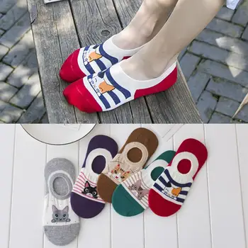 

yishine 10 Pairs Funny Cute Cat Fox Animals Prints Summer Comfortable Cotton Girl Women's Socks Ankle Low Female Sock