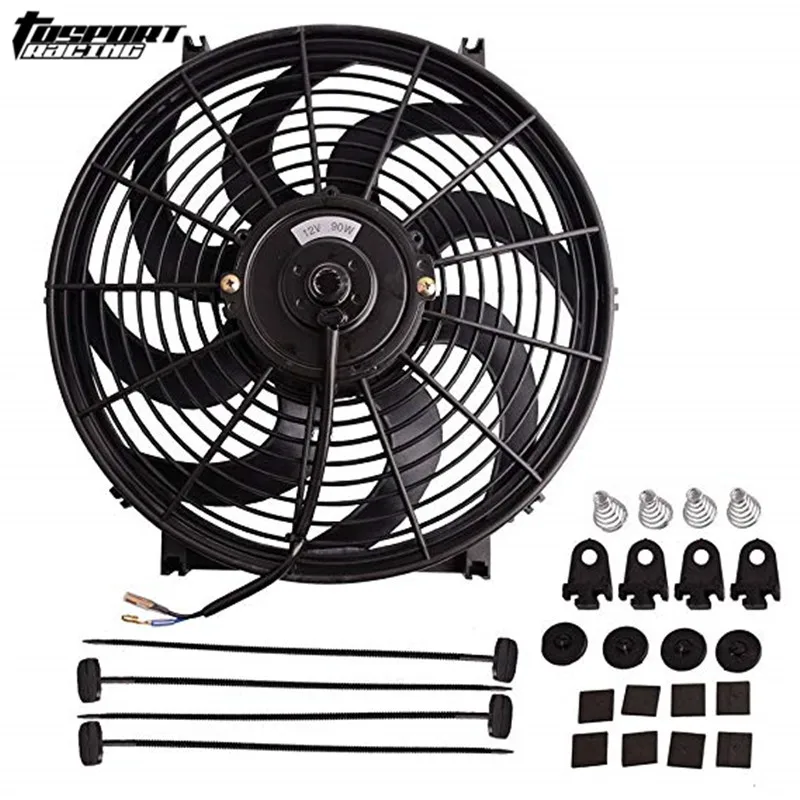 Universal Slim 14" Motor Engine Radiator Oil Cooler Cooling Electric Pull Push Fan Blades 12V 80W With mou | Автомобили и
