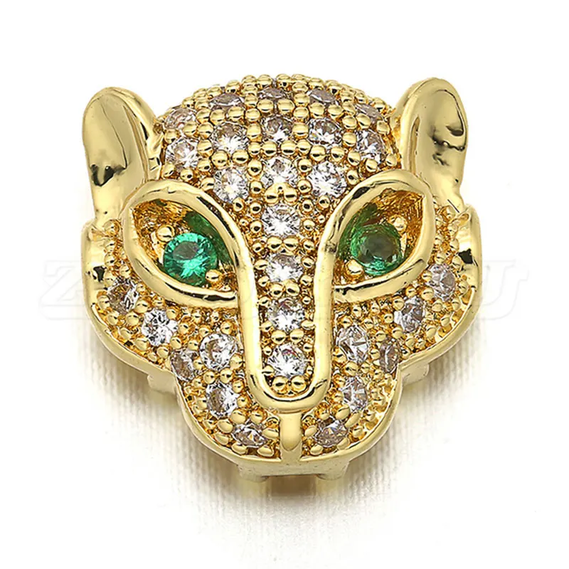 

Panther Heads Beads DIY Beaded Bracelet Necklace Jewelry Accessories AAA Zircon Rhinestone Black Leopard Beads Animal Charm