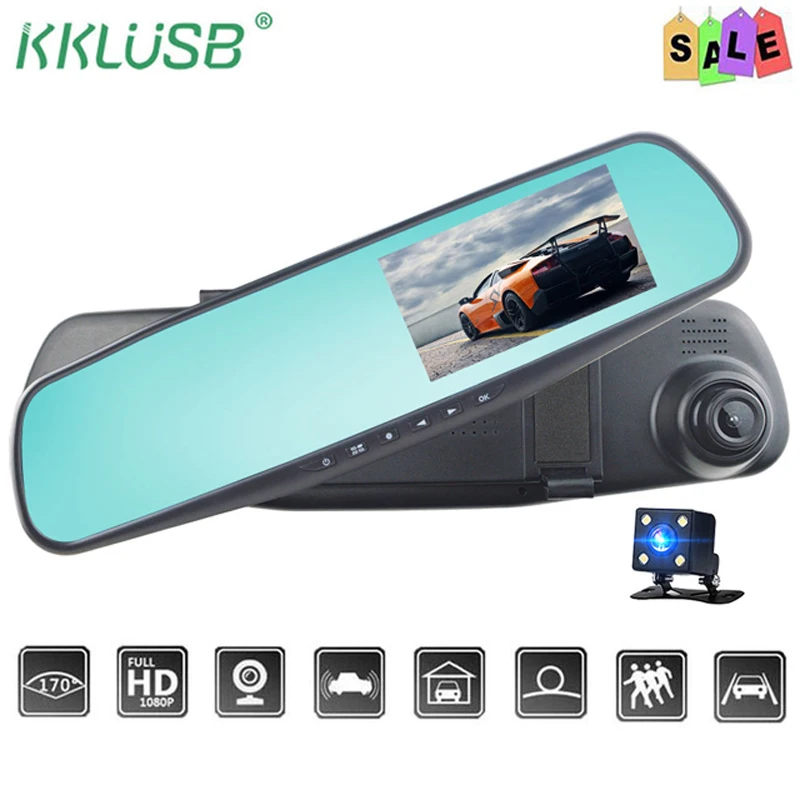 Full HD 1080P Автомобильный видеорегистратор Камера авто 4 3 дюймов зеркало заднего