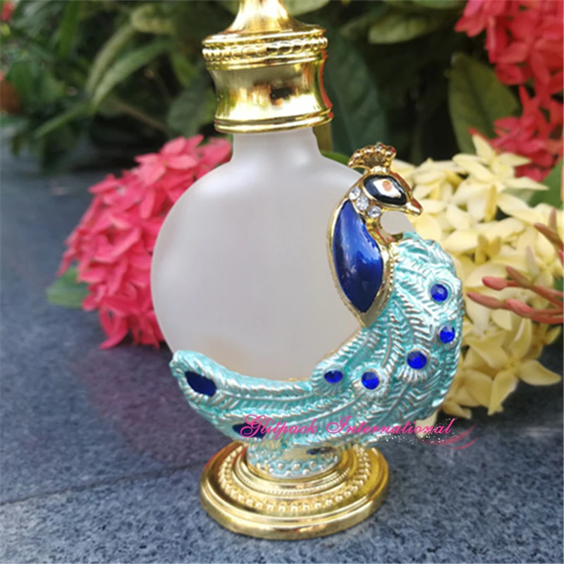 peacock glass bottle