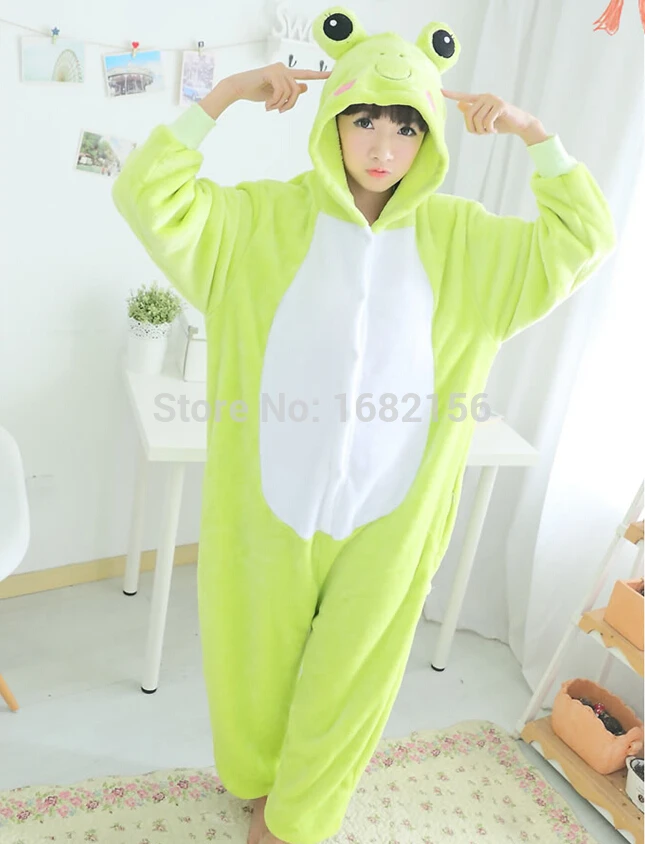 

Adult Onesie Unisex Flannel Frog Pajamas Pyjamas Warm Animal Cosplay Costume Sleepwear Homewear