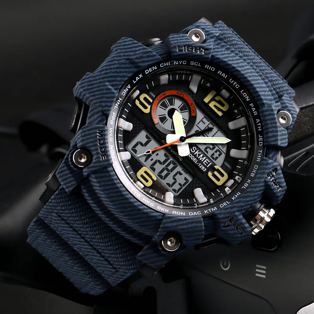 SKMEI الرياضة العسكرية الساعات العرض المزدوج أعلى العلامة التجارية الفاخرة الرقمية ساعة كوارتز الرجال للماء المعصم relogios masculino