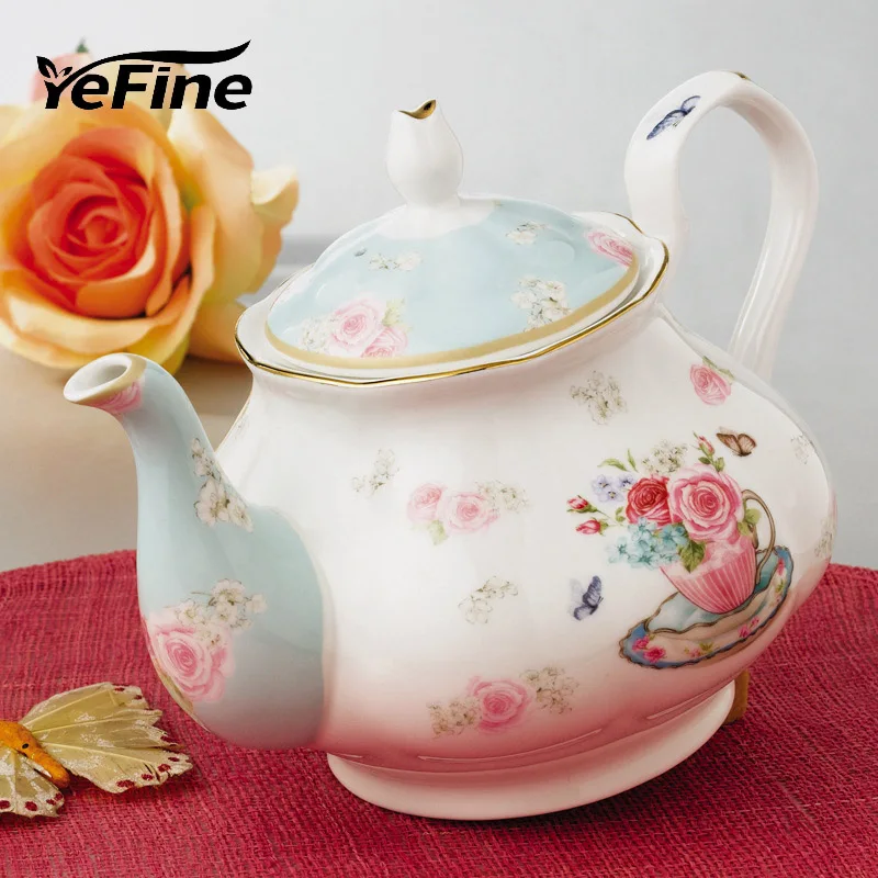 

YeFine Bone Porcelain Coffee Pot Luxury Ceramic Teapots High Quality Pottery British Afternoon Tea Pot Coffeeware Accessories