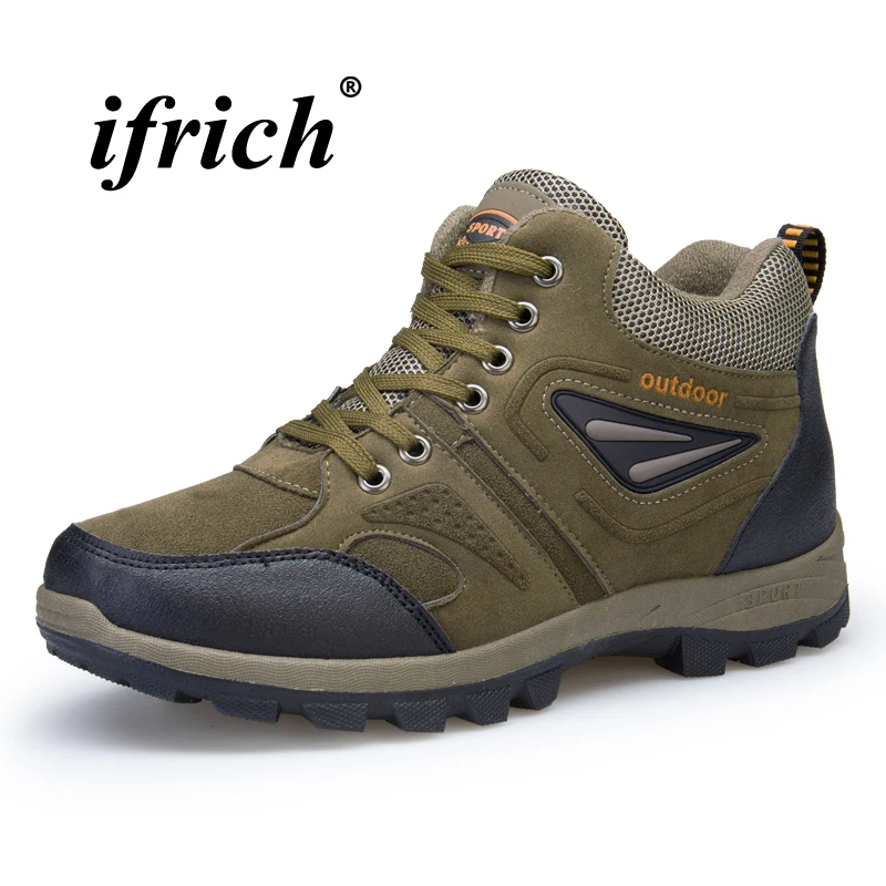 

Man Hiking Shoes Gray Green Tactical Sneakers Man Autumn Winter Male Camping Shoes Rubber Bottom Comfortable Mountain Shoes