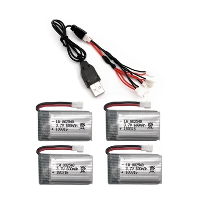 3,7 V 600mAh Lipo для X5 X5C X5SC X5SW 2,4G RC Квадрокоптер 3,7 v 600 mah литий-полимерный аккумулятор с USB зарядным кабелем - Цвет: Цвет: желтый