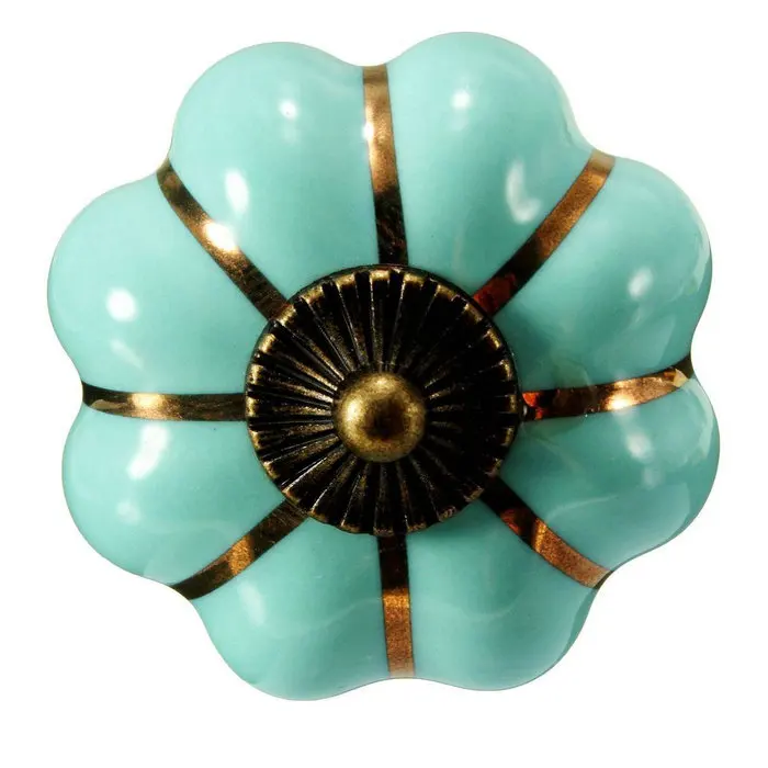 Buy 40mm Turquoise Blue Pumpkin Ceramic Knobs
