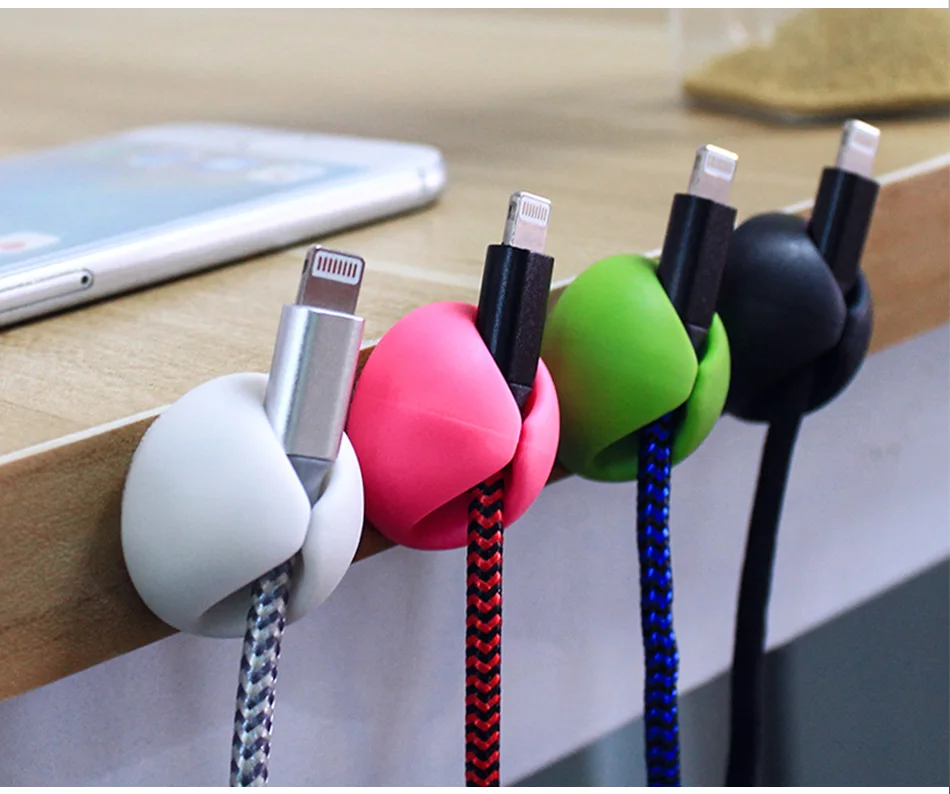 !ACCEZZ Cable Organizer Wire Winder Desktop Management Headphone Holder Mouse Cord Silicone Clips Charge Cable For iPhone Type C (9)