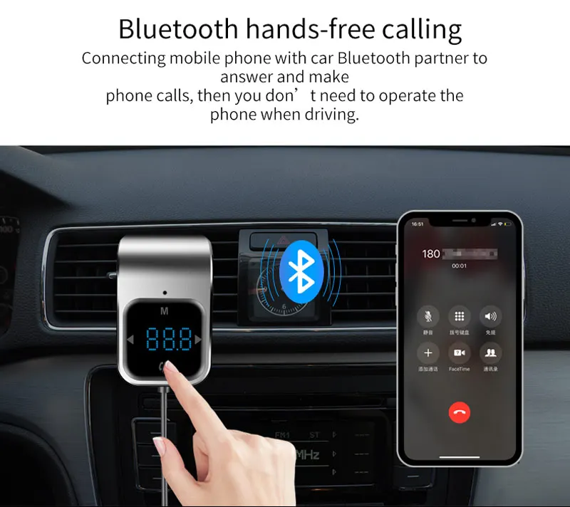 2018 FM передатчик против скольжения Беспроводной Bluetooth Handsfree Car Kit Audio MP3 плеер