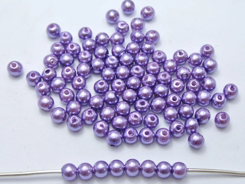 200 pcs 8 mm Plastique Faux Perle Perles Rondes Violet Imitation Pearl