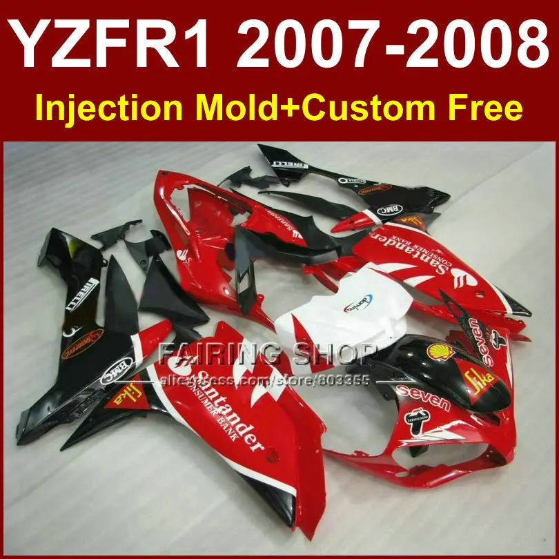 Sika red white fairing set for YAMAHA YZFR1 2007 2008 fairings kits R1 YZF R1 YZF1000 YZF 1000 07 08santander bodyworks