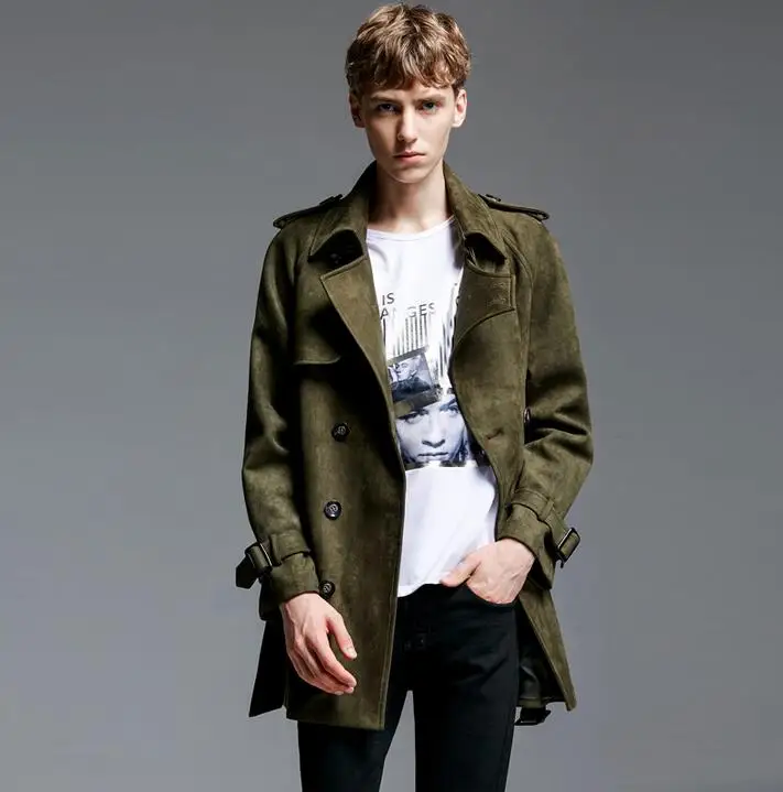 Retener tornado De alguna manera Gabardina verde militar para hombre, abrigos de lana de piel de ciervo  holgados a la moda, prendas de vestir exteriores, chaquetas para hombre-6XL,  otoño e invierno, 219 - AliExpress