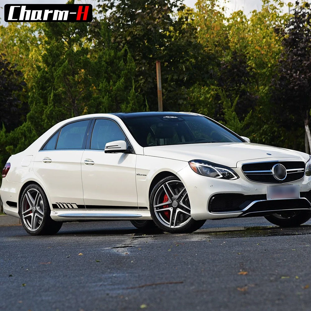 NEW Edition 1 Style Side Stripe Sticker for Mercedes Benz W212 E Class E63 AMG Decal Stickers-Black/SilverGrey/White/5D Carbon