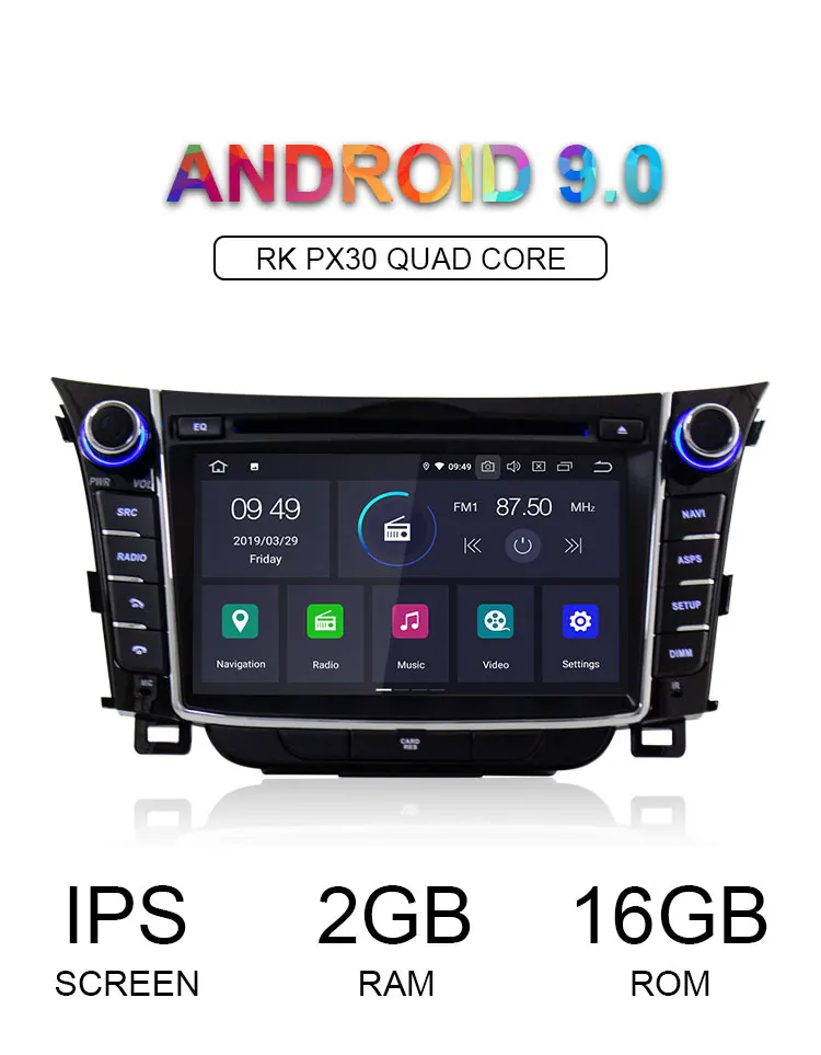 Perfect LJHANG 2 Din Android 9.0 Car DVD Player For HYUNDAI i30 Elantra GT 2012-2016 GPS Navi WIFI Multimedia Auto Radio Headunit Stereo 1