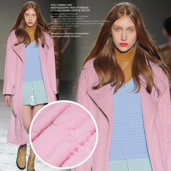 

Pink Autumn and winter woman quality wool cashmere overcoat fabric outerwear clothes fabrics 620grams per metre