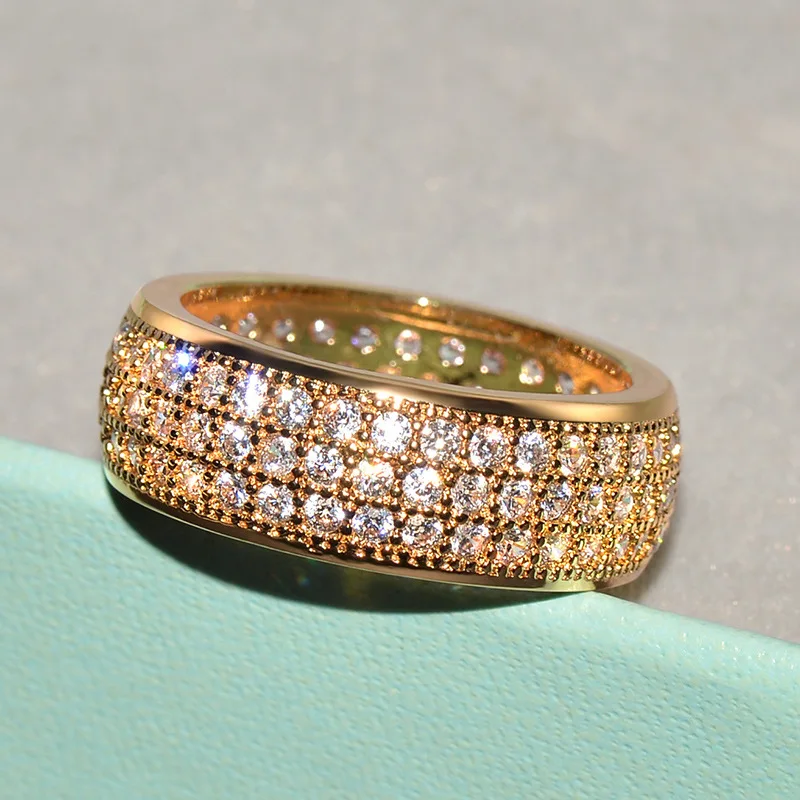 Шикарные Золотые Большие кольца с камнями CZ для мужчин, ювелирные изделия в стиле хип-хоп, модное обручальное кольцо, лучший подарок