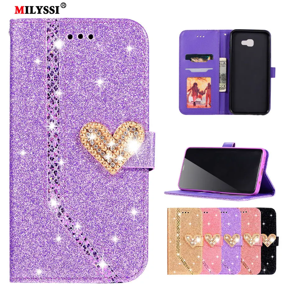 Glittering Flip PU Leather Phone Case For Samsung Galaxy J4 Plus Case For Samsung Galaxy J4 Plus 2018 J415F J415 SM-J415F Case