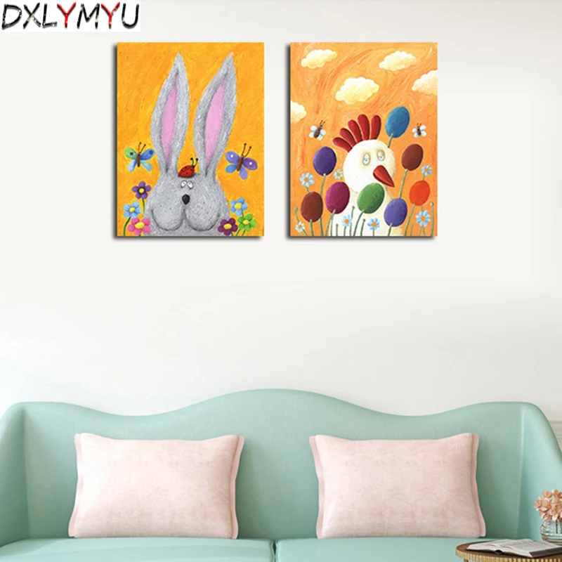 

Cartoon 5D DIY Diamond Embroidery Rabbit Diamond Painting Cross Stitch Cock Home Decoration diamond Mosaic Crafts Needlework