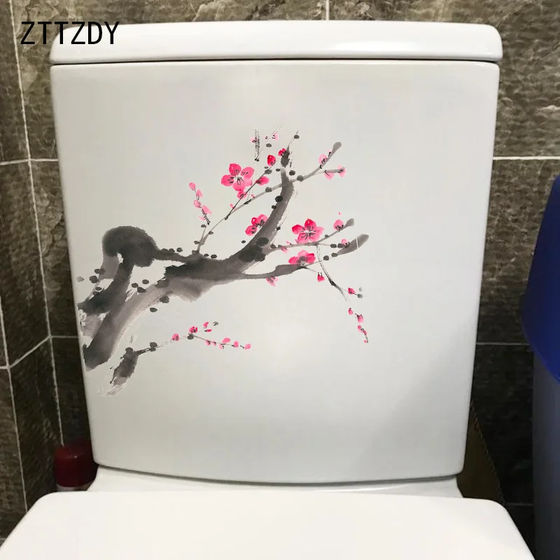 ZTTZDY 22 1*18 7 см ветка цветущей сливы креативная наклейка на емкость для унитаза