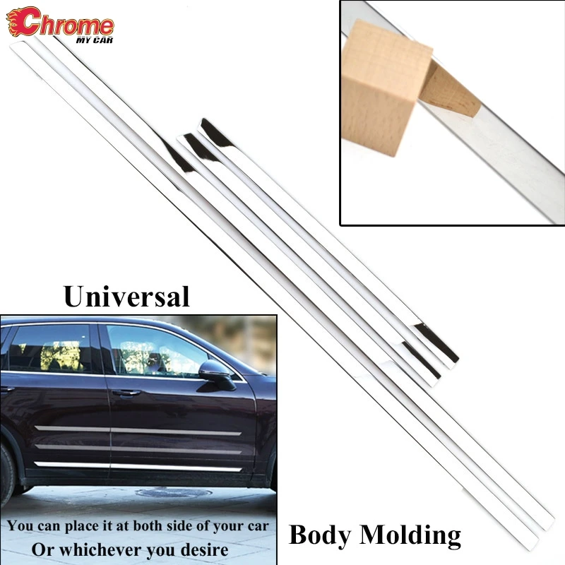 

For Hyundai Toyota Honda Kia Chrome Side Body Molding Cover Door Garnish Edge Trim Universal Stainless Steel Strip Protector