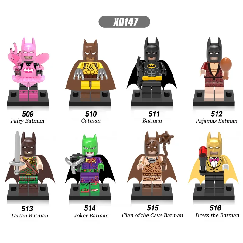 

Single Sale Super Heroes Fairy Catwoman Pajamas Tartan Joker Dress The Batman Bricks Building Blocks Toys for children X0147