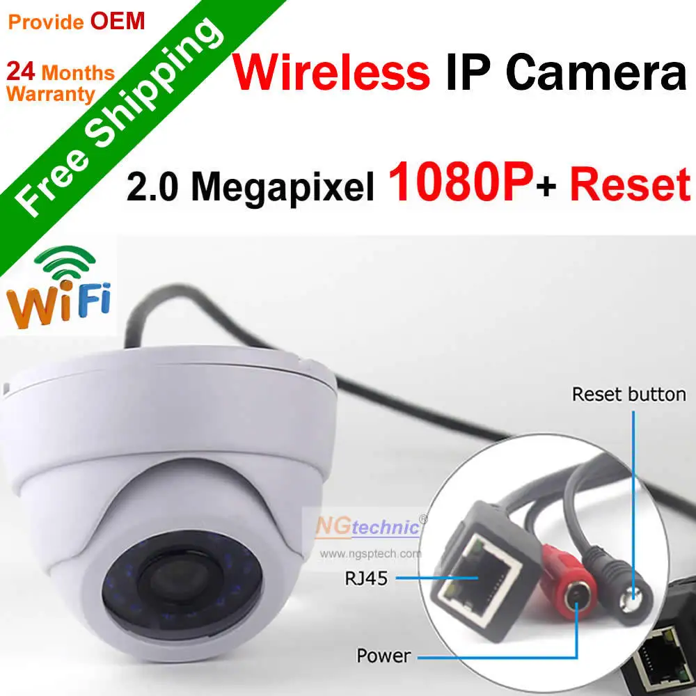 

1920x1080 2.0 Megapixel Full HD Wifi Wireless Dome IP Camera Home CCTV Security Onvif P2P Wifi Motion Detect With Reset Button
