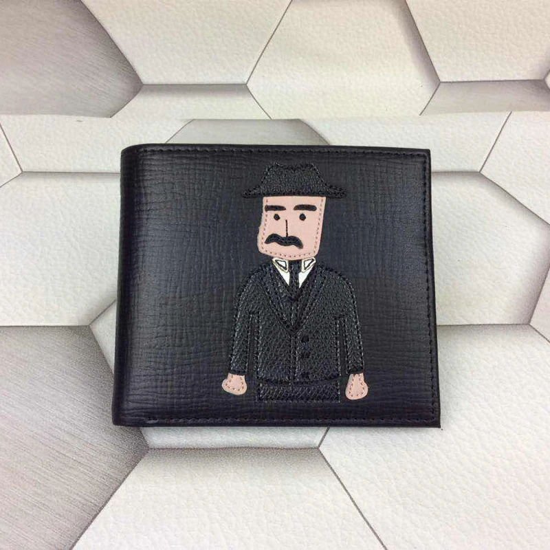2019 Time-limited Limited Short Genuine Leather D&ga Brand Togo Trends 's Mafia Collage Doll Embossed Maffia Wallet Leathrt