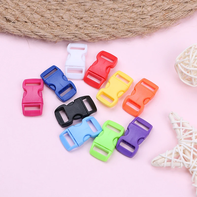 10 Pcs Plastic Buckle 3/8"(10mm) Colorful Contoured Curve Quick Side Release Plastic Buckle Bag Parts Multicolor